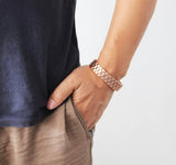 Copper Magnetic Therapy Pure Copper Heal Sugar Down Weave Design Solid Heavy Bracelet Cuff (4 Colors)