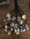Spiral Cage Crystal & Gemstone Holder In Silver, Copper or Gold Wire Pendant Necklaces