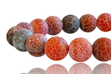 Agate - Dream Fire Agate Red•Dragon’s Vein•Crackled Weathered Matte Frost•Custom Size•Rustic Round Stretch (8mm) Natural Gemstone Crystal Energy Bead Bracelet