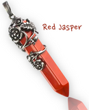 Filigree Rose Leaf Crystal Gemstone Point Pendant