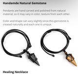Macrame Rope Natural Gemstone Crystal Pendulum Point Hexagonal Pendant Necklace-Amethyst, Onyx, Opal, Quartz, Aventurine, Bloodstone, Lapis Lazuli, Rose Quartz