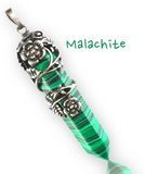 Filigree Rose Leaf Crystal Gemstone Point Pendant