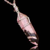 Crystal Natural Gemstone Mid Wire Wrap Double Point Pendant Necklace