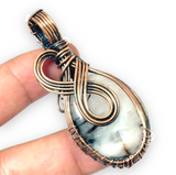 Dendritic Opal Copper Wire Weave Wrapped Pendant Necklace