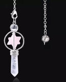 Merkabah Star of David Gemstone and Quartz Crystal Point Energy Healing Dowsing Crystal Pendulum
