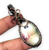 Solar Quartz Copper Wire Wrapped Weave Pendant Necklace