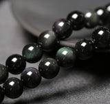Obsidian - Rainbow Obsidian Round Smooth Stretch (10mm Grande) Natural Gemstone Crystal Energy Bead Bracelet