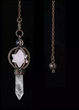 Merkabah Star of David Gemstone and Quartz Crystal Point Energy Healing Dowsing Crystal Pendulum