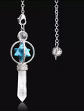 Merkabah Star of David Gemstone and Quartz Crystal Point Energy Healing Dowsing Crystal Pendulum