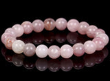 Opal - Pink Peruvian Opal•Custom Size Round Smooth Stretch (8mm) Natural Gemstone Crystal Energy Bead Bracelet