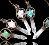 Merkabah Star of David Gemstone and Quartz Crystal Point Energy Healing Dowsing Crystal Pendulum