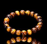 Tiger’s Eye - Yellow Custom Size Round Smooth Stretch (10mm Grande Large) Natural Gemstone Crystal Energy Bead Bracelet