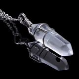 Crystal Natural Gemstone Mid Wire Wrap Double Point Pendant Necklace