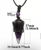 Macrame Rope Natural Gemstone Crystal Pendulum Point Hexagonal Pendant Necklace-Amethyst, Onyx, Opal, Quartz, Aventurine, Bloodstone, Lapis Lazuli, Rose Quartz