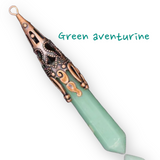Natural Crystal Gemstone Copper Pendulum Point Pendant Necklace