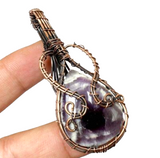 Amethyst •Chevron Dream Amethyst • Copper Wire Wrapped Weave Pendant Necklace
