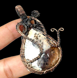 Dendritic Opal Copper Wire Wrapped Weave Pendant Necklace
