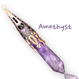 Natural Crystal Gemstone Copper Pendulum Point Pendant Necklace