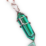 Crystal Natural Gemstone Mid Wire Wrap Double Point Pendant Necklace