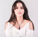 Macrame Rope Natural Gemstone Crystal Pendulum Point Hexagonal Pendant Necklace-Amethyst, Onyx, Opal, Quartz, Aventurine, Bloodstone, Lapis Lazuli, Rose Quartz