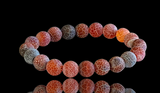 Agate - Dream Fire Agate Red•Dragon’s Vein•Crackled Weathered Matte Frost•Custom Size•Rustic Round Stretch (8mm) Natural Gemstone Crystal Energy Bead Bracelet
