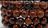 Obsidian - Mahogany Obsidian Custom Size Round Smooth Stretch (8mm) Natural Gemstone Crystal Energy Bead Bracelet