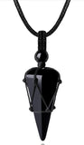 Macrame Rope Natural Gemstone Crystal Pendulum Point Hexagonal Pendant Necklace-Amethyst, Onyx, Opal, Quartz, Aventurine, Bloodstone, Lapis Lazuli, Rose Quartz