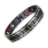 Magnetic Bio Titanium Steel Magnetic Ochre Therapy Bracelet (Black & Black/Gold)
