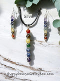 7 Chakra Drop Dangle Earrings • Choose Copper • Sterling Silver • Gold • Handmade Wire Wrapped Natural Crystal Gemstone: Amethyst, Lapis Lazuli, Sodalite, Tiger Eye, Green Aventurine, Citrine and Carnelian