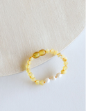Raw Honey Baltic Amber + Pearls || Anklet or Bracelet