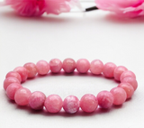 Rhodochrosite Pink Rose Argentina Custom Size Round Smooth Stretch(8mm) Natural Gemstone Crystal Energy Bead Bracelet