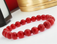 Red Coral Custom Size Round Smooth Stretch(8mm) Natural Gemstone Crystal Energy Bead Bracelet