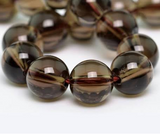 Smokey Quartz Custom Size Round Smooth Stretch (8mm) Natural Gemstone Crystal Energy Bead Bracelet