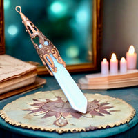 Natural Crystal Gemstone Copper Pendulum Point Pendant Necklace