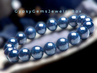 Sapphire Blue Kashmir Custom Size Round Smooth Stretch (8mm) Natural Gemstone Crystal Energy Bead Bracelet