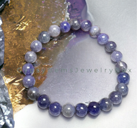 Tanzanite Purple Blue Indigo Custom Size Round Smooth Stretch (8mm) Natural Gemstone Crystal Energy Bead Bracelet