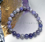 Tanzanite Purple Blue Indigo Genuine High Quality Custom Size Round Smooth Stretch (8mm) Natural Gemstone Crystal Energy Bead Bracelet