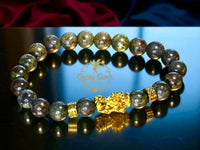 Bloodstone - Dragon Bloodstone Gold Feng Shui Dragon Custom Size Round Smooth Stretch (8mm) Natural Gemstone Crystal Energy Bead Bracelet