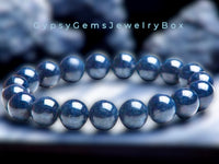 Sapphire Kashmir Blue Round Smooth Stretch (10mm) Natural Gemstone Crystal Energy Bead Bracelet