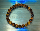 Tiger’s Eye - Yellow Golden Custom Size Round Smooth Stretch (8mm) Natural Gemstone Crystal Energy Bead Bracelet