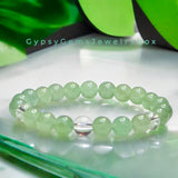 Aventurine Green•Clear Quartz Crystal•Custom Size•Round Smooth Stretch (8mm) Natural Gemstone Crystal Energy Bead Bracelet