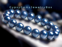 Sapphire Blue Kashmir Custom Size Round Smooth Stretch (8mm) Natural Gemstone Crystal Energy Bead Bracelet