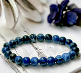 Sodalite Custom Size Dark Blue Round Smooth Stretch (8mm) Natural Gemstone Crystal Energy Bead Bracelet