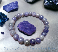 Tanzanite Purple Blue Indigo Genuine High Quality Custom Size Round Smooth Stretch (8mm) Natural Gemstone Crystal Energy Bead Bracelet