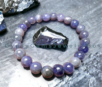 Tanzanite Purple Blue Indigo Custom Size Round Smooth Stretch (8mm) Natural Gemstone Crystal Energy Bead Bracelet