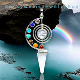 7 Chakra + Quartz Crystal Reiki Energy Healing Large Geometric Sun Moon Dowsing Pendulum