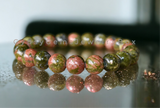 Unakite Custom Size Round Smooth Stretch (8mm) Natural Gemstone Crystal Energy Bead Bracelet