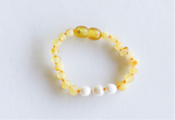 Raw Honey Baltic Amber + Pearls || Anklet or Bracelet