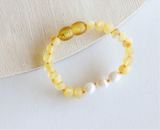 Raw Honey Baltic Amber + Pearls || Anklet or Bracelet