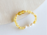 Raw Honey Baltic Amber + Pearls || Anklet or Bracelet